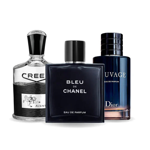COMBINAISON DE 3 PARFUMS: AVENTUS, BLEU CHANEL, DIOR SAUVAGE 100ML