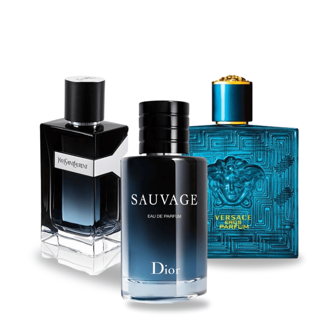 COMBINAISON DE 3 PARFUMS: DIOR SAUVAGE, YSL Y MEN, VERSACE EROS 100ML
