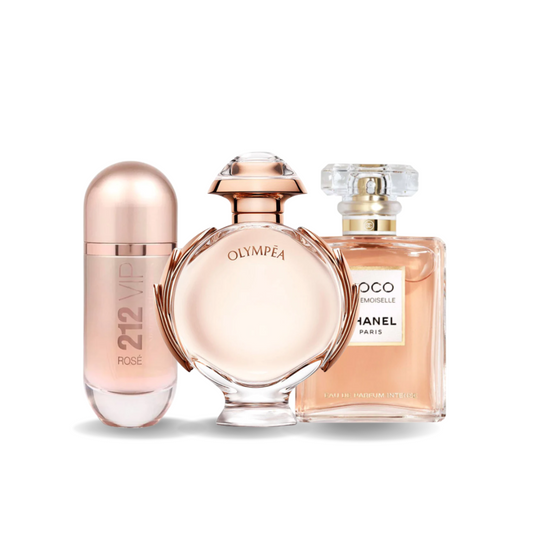 COMBINAISON DE 3 PARFUMS: 212 VIP ROSÉ, OLYMPÉA, CHANEL COCO 100ML