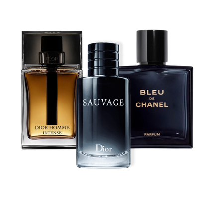 COMBINAISON DE 3 PARFUMS: SAUVAGE DIOR, BLEU DE CHANEL, DIOR HOMME INTENSE 100ML