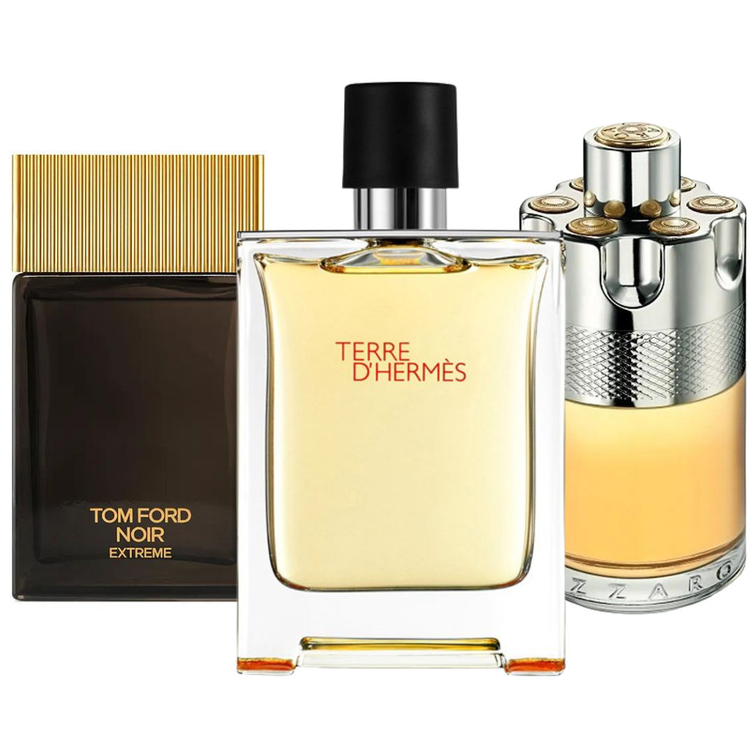 COMBINAISON DE 3 PARFUMS: TERRE D’HERMÈS, AZZARO WANTED, TOM FORD NOIR EXTREME 100ML