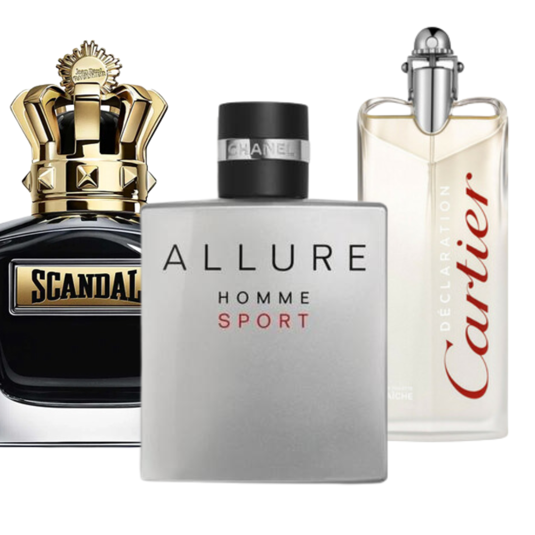 COMBINAISON DE 3 PARFUMS: ALLURE  SPORT,  SCANDAL, DECLARATION 100ML