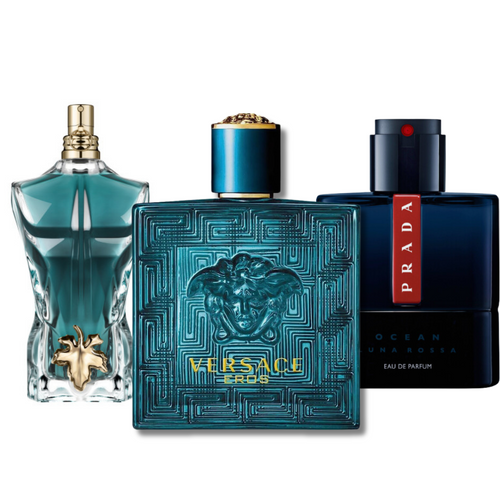 COMBINAISON DE 3 PARFUMS: PRADA LUNA ROSSA, VERSACE EROS, LE BEAU 100ML