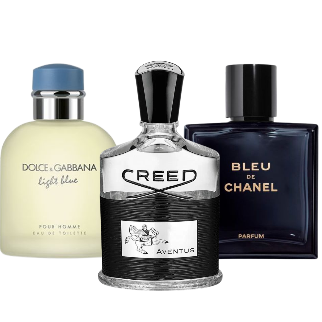 COMBINAISON DE 3 PARFUMS: BLEU CHANEL, LIGH BLUE, AVENTUS 100ML