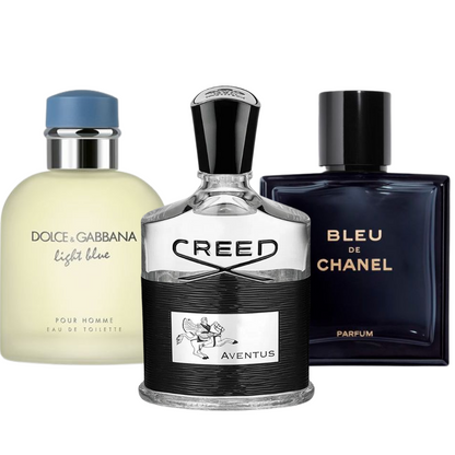COMBINAISON DE 3 PARFUMS: BLEU CHANEL, LIGH BLUE, AVENTUS 100ML